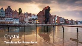  Presentation with river port - Slide set enhanced with old-town-in-gdansk background and a coral colored foreground