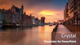  Presentation with river port - Beautiful presentation featuring old-town-in-gdansk backdrop and a red colored foreground