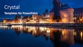  Presentation with river port - PPT layouts enhanced with old-town-in-gdansk background and a ocean colored foreground