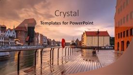  Presentation with river port - Theme having old-town-in-gdansk background and a coral colored foreground