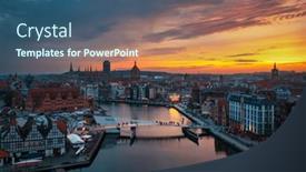  Presentation with poland - Slide deck with old-town-in-gdansk background and a ocean colored foreground