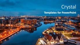  Presentation with dusk - Slides with old-town-in-gdansk background and a ocean colored foreground