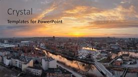  Presentation with poland - Slide deck having old-town-in-gdansk background and a coral colored foreground