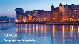  Presentation with frozen - Amazing presentation theme having old town in gdansk with frozen motlawa river at dusk poland backdrop and a teal colored foreground