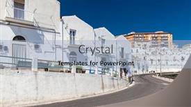  Presentation with old - Presentation design with old-town-in-monte-sant background and a light blue colored foreground