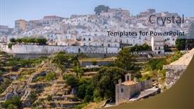  Presentation with old - Slide set with old-town-in-monte-sant background and a light blue colored foreground