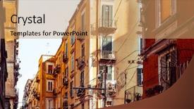  Presentation with city street - Colorful slides enhanced with old town in naples city backdrop and a coral colored foreground