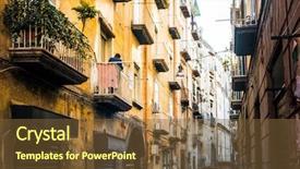  Presentation with old soho street - Presentation theme with old town in naples city background and a tawny brown colored foreground