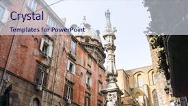  Presentation with city street - Colorful PPT theme enhanced with old town in naples city backdrop and a sky blue colored foreground