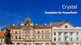  Presentation with architecture old - Colorful PPT theme enhanced with old-town-in-novi-sad backdrop and a dark gray colored foreground