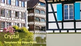  Presentation with old - Beautiful PPT theme featuring old town in strasbourg france backdrop and a tawny brown colored foreground