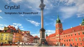  Presentation with royal - Colorful slide deck enhanced with old town in warsaw poland backdrop and a teal colored foreground