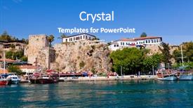  Presentation with turkey - Audience pleasing presentation theme consisting of old-town-kaleici-in-antalya backdrop and a teal colored foreground