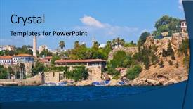  Presentation with turkey - Slides featuring old-town-kaleici-in-antalya background and a light blue colored foreground