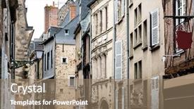  Presentation with antique france - PPT layouts enhanced with old town le man background and a coral colored foreground