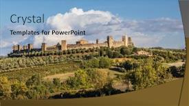  Presentation with tuscany - Colorful presentation enhanced with old-town-monteriggioni-tuscany-italy backdrop and a light blue colored foreground
