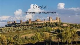  Presentation with tuscany - Presentation design consisting of old-town-monteriggioni-tuscany-italy background and a light blue colored foreground