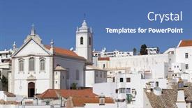  Presentation with algarve - PPT layouts having old town of albufeira algarve south of portugal background and a teal colored foreground