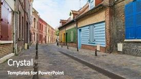  Presentation with gingerbread house decorated colorful candies - Amazing theme having old town of amien backdrop and a gray colored foreground