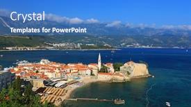  Presentation with europe - Colorful theme enhanced with old-town-of-budva-montenegro backdrop and a  colored foreground