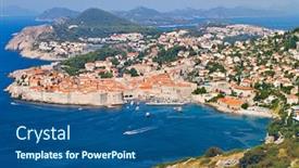  Presentation with dubrovnik - Presentation theme featuring old town of dubrovnik croatia background and a ocean colored foreground