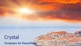  Presentation with dubrovnik - Audience pleasing slide deck consisting of old town of dubrovnik croatia backdrop and a sky blue colored foreground