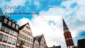  Presentation with old - Slide set enhanced with old-town-of-frankfurt background and a light blue colored foreground