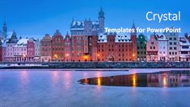  Presentation with dawn - Slide set with old-town-of-gdansk-over background and a teal colored foreground