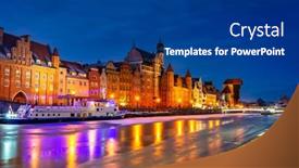  Presentation with poland - Audience pleasing slides consisting of old-town-of-gdansk-over backdrop and a ocean colored foreground