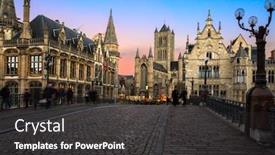  Presentation with belgium - Cool new PPT layouts with old-town-of-ghent backdrop and a dark gray colored foreground