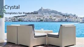  Presentation with mediterranean - Cool new slide set with old town of ibiza backdrop and a light blue colored foreground