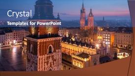  Presentation with architecture old - PPT theme having old-town-of-krakow background and a ocean colored foreground