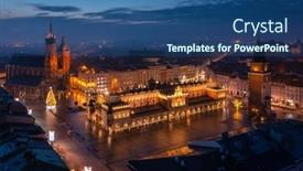  Presentation with architecture old - Presentation design enhanced with old-town-of-krakow background and a ocean colored foreground