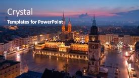  Presentation with architecture old - Slides featuring old-town-of-krakow background and a teal colored foreground