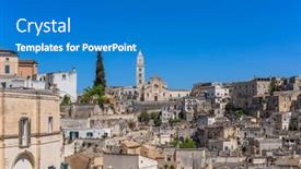  Presentation with prehistoric - Presentation theme featuring old-town-of-matera-sassi background and a teal colored foreground