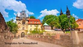  Presentation with old - Theme consisting of old-town-of-meissen-germany background and a coral colored foreground