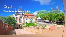  Presentation with old - Slide deck featuring old-town-of-meissen-germany background and a cobalt blue colored foreground