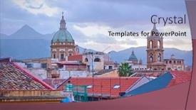 Presentation with italy - Presentation theme having old-town-of-palermo-sicily background and a light blue colored foreground