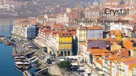  Presentation with europe - Slides enhanced with old town of porto and river portugal europe background and a coral colored foreground
