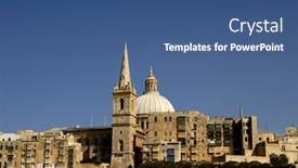  Presentation with malta - Colorful presentation enhanced with old town of valleta in the island of malta backdrop and a ocean colored foreground