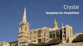  Presentation with malta - Presentation theme consisting of old town of valleta in the island of malta background and a ocean colored foreground