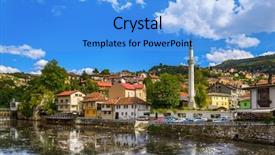  Presentation with architecture old - Cool new theme with old town sarajevo - bosnia backdrop and a light blue colored foreground