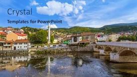  Presentation with bosnia - Beautiful theme featuring old-town-sarajevo-bosnia backdrop and a light blue colored foreground