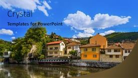  Presentation with bosnia - Presentation theme enhanced with old-town-sarajevo-bosnia background and a teal colored foreground