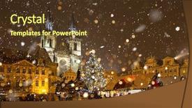  Presentation with square - Theme with old town square at christmas background and a tawny brown colored foreground