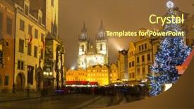  Presentation with prague - Audience pleasing slide set consisting of old town square in prague backdrop and a tawny brown colored foreground