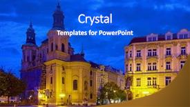  Presentation with nighttime - Cool new presentation theme with old town square sraromestska nighttime backdrop and a cobalt blue colored foreground