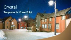  Presentation with starry night - Presentation theme consisting of old-town-street-at-starry background and a ocean colored foreground