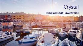  Presentation with morning sunrise - Colorful slides enhanced with port of rovinj medieval vintage backdrop and a sky blue colored foreground