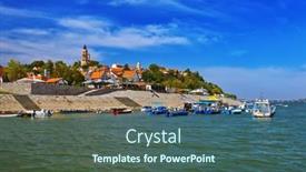  Presentation with architecture old - PPT theme enhanced with old-town-zemun-belgrade-serbia background and a ocean colored foreground